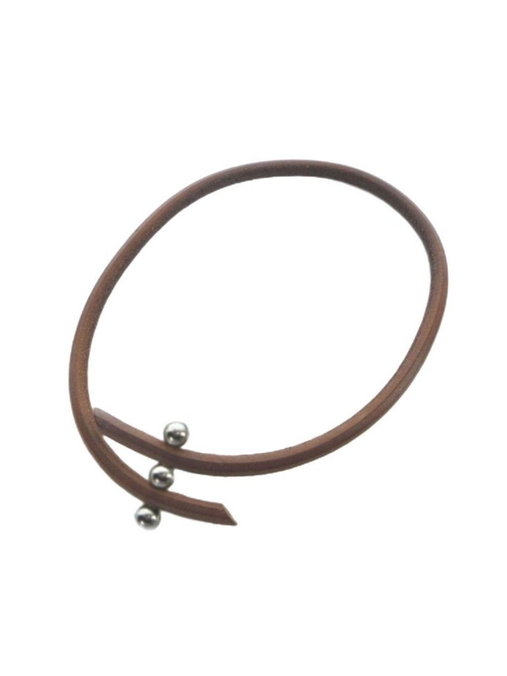 Hermes Roulette Choker Necklace Leather Brown